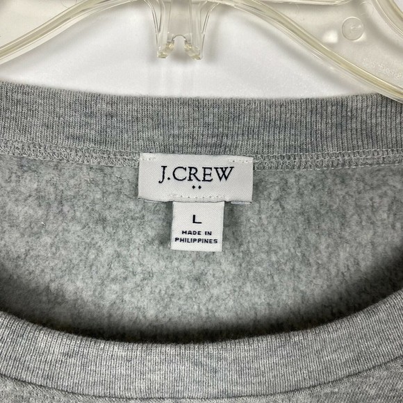 J Crew Sweatshirt Women Large Gray Striped Fleece Pullover Round Neck Athlesure - Picture 3 of 9